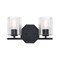 Designers Fountain Haven 16 in. 2-Light Matte Black Vanity Light with Clear Rippled Glass Shades for Bathrooms D309M-2B-MB - alternate 1